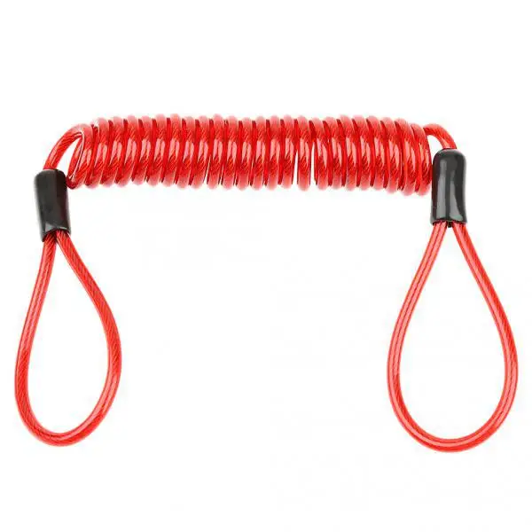 

1.5m Safety Lanyard Spring Coil Rope Disc Brake Lock Reminder Cable Red