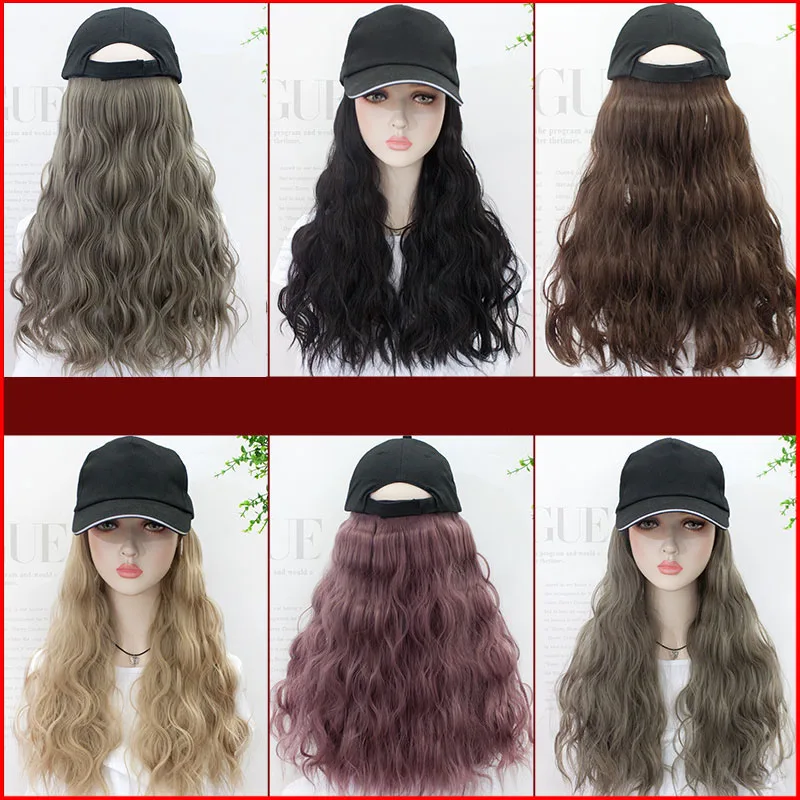 Синтетический парик для девочек MUMUPI черный длинный кудрявый со шляпой