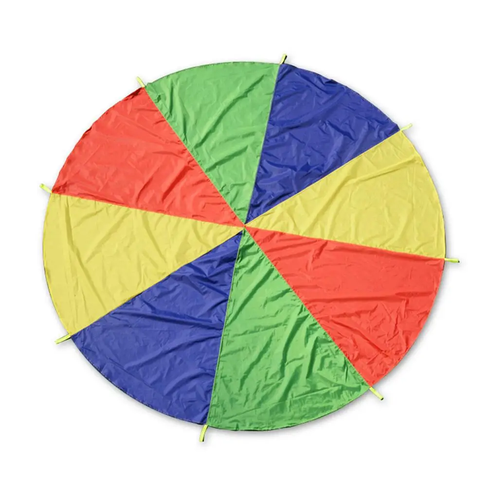 Kids Rainbow Play Parachute with Handles Outdoor Teamwork Game Interactive Toy New | Игрушки и хобби