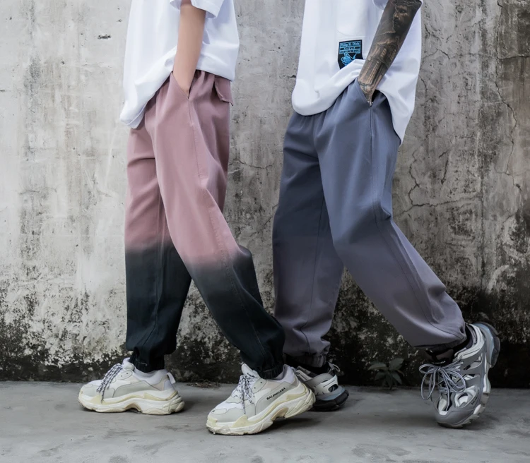 Брюки мужские с градиентным цветом повседневные Свободные мешковатые