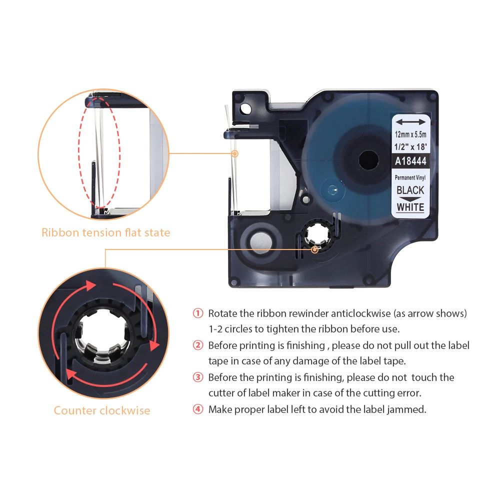 Ярлыки Labelife 18432 18435 18438 18444 совместимые с DYMO Rhino цветные виниловые этикетки кассета