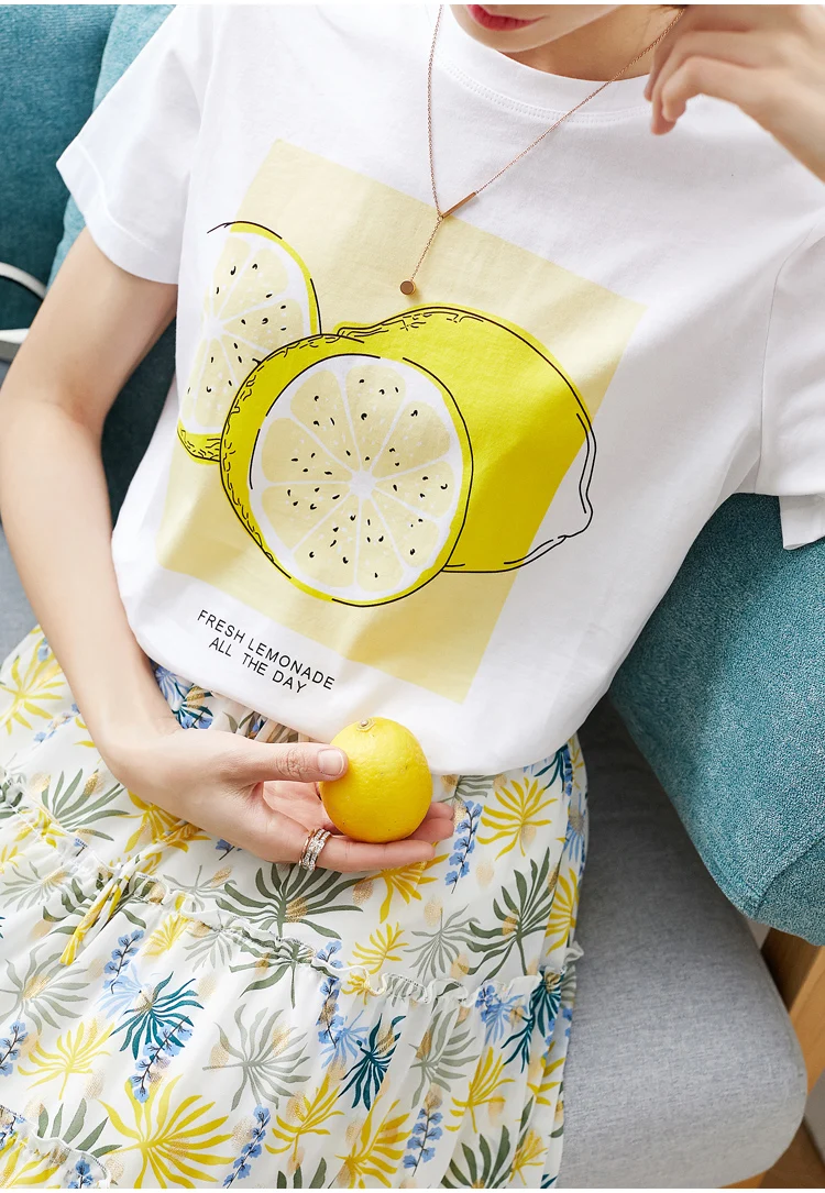 Женская футболка с короткими рукавами Повседневная Свободная круглым вырезом и