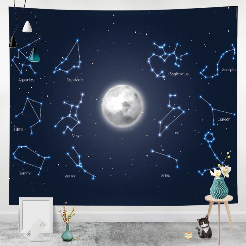 

Moon Constellation Tapestry Bohemian Zodiac Wall Hanging Tapestries Wall Blanket Wall Art Wall Decor Beach Tapestry for Bedroom
