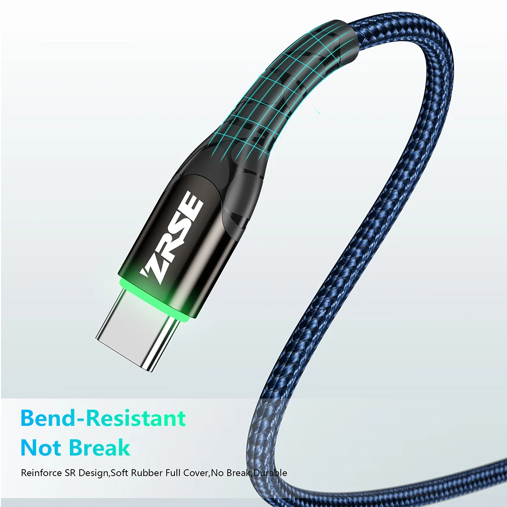 Кабель ZRSE Type C 3 м 2 1 для Samsung A50 S10 S9 S8 S7 LED USB кабель быстрой зарядки и синхронизации