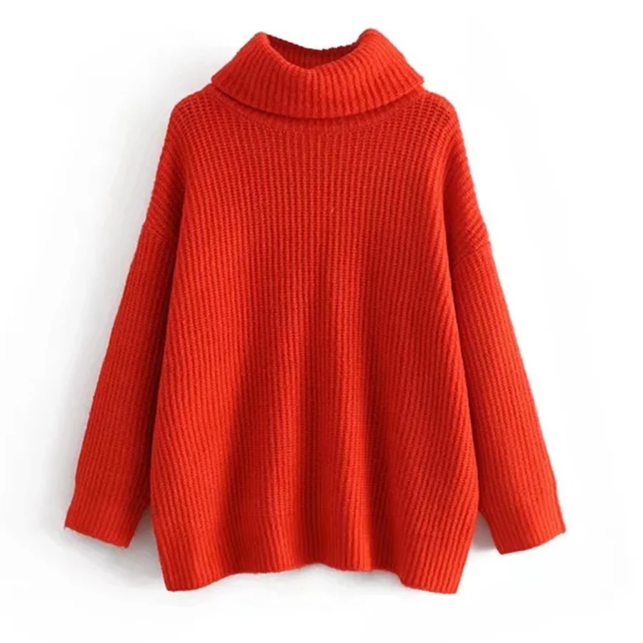 

Elmsk женские зимние свитера Свободный женский свитер Pull Femme английский стиль простой однотонный красный Водолазка свободные пуловеры Топы