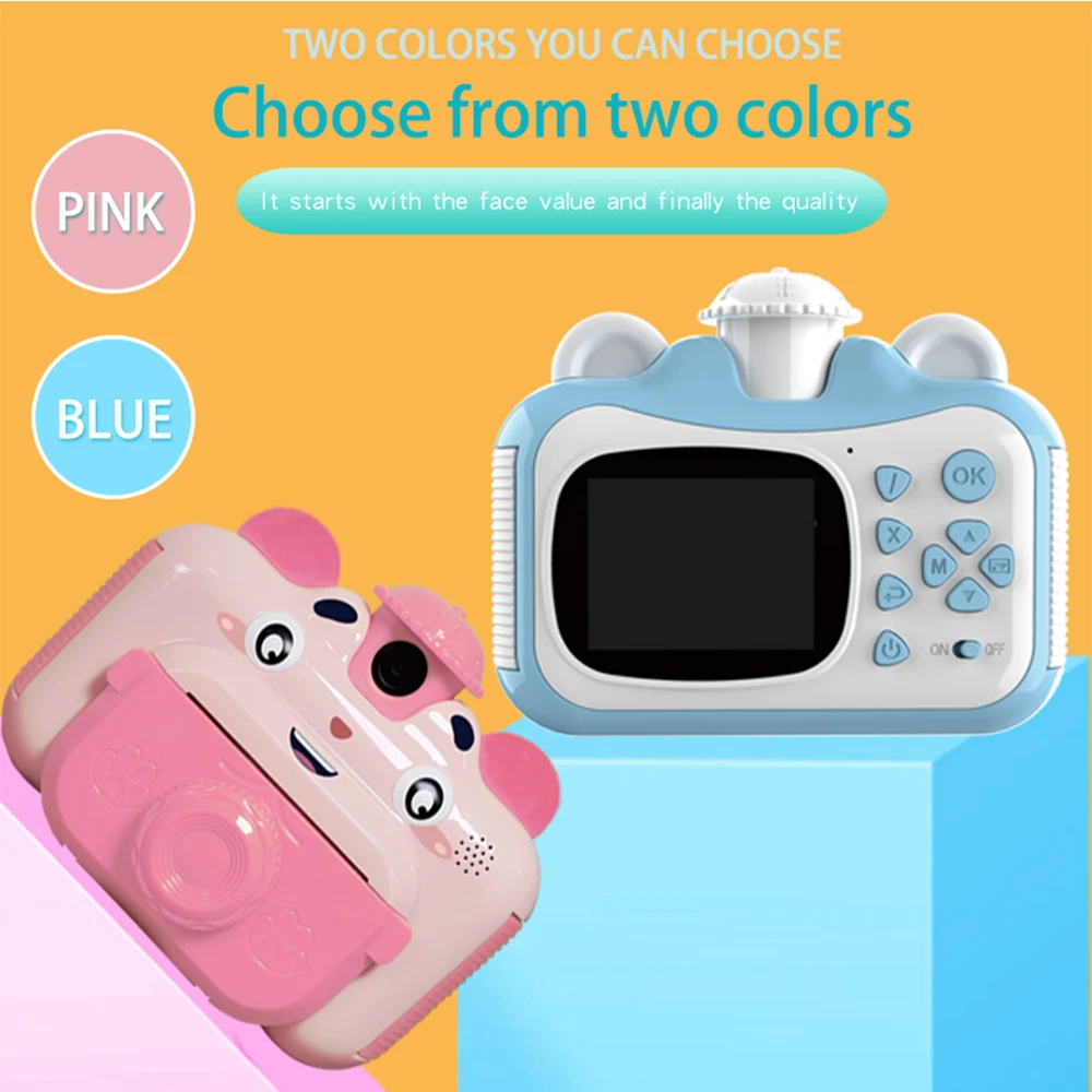 

Kids Instant Print Camera For Baby Boys Girls 1080p HD Mini Recorder With Thermal Photo Paper Toys Digital Camcorder Gifts