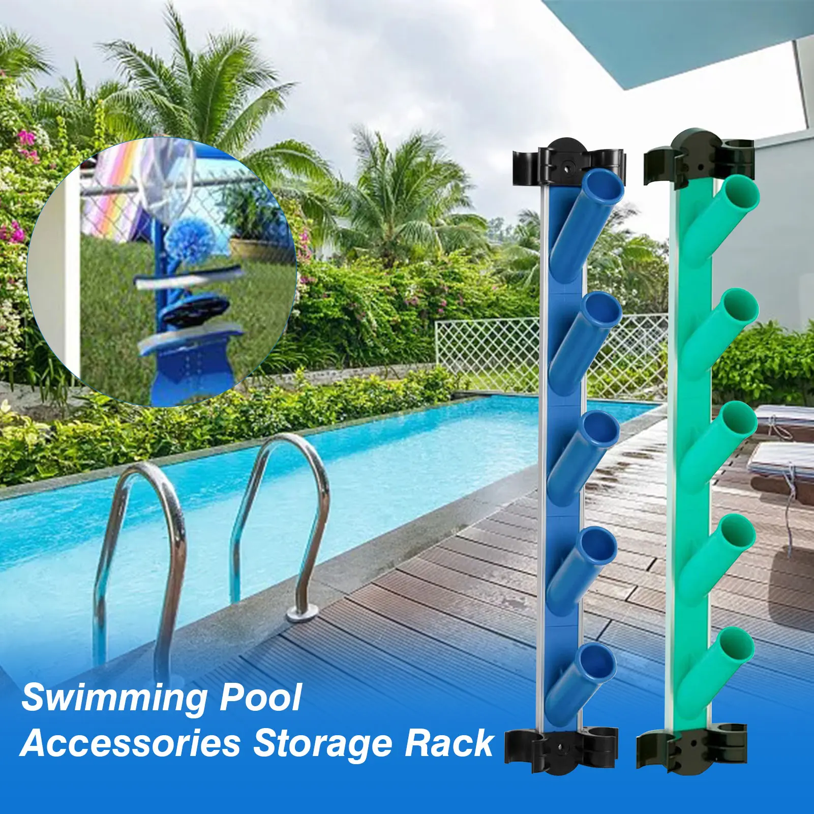 

Swimming Pool Cleaning Accessories Storage Rack Pool Maintenance Tool Storage Rack Space-saving Swimming Pool Accessories Holder
