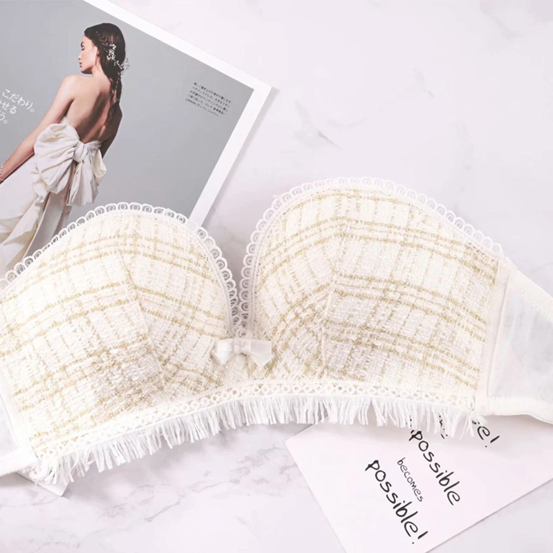 

Anlito Vintage Sexy knitted Underwear Comfortable Gathering Sexy Underwear Suit Push Up 3/4 Bra (3 Color)