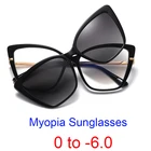 Женские антибликовые очки 2 в 1, поляризованные солнцезащитные очки с диоптриями, с клипсой для близорукости, 0-2021, 1,5