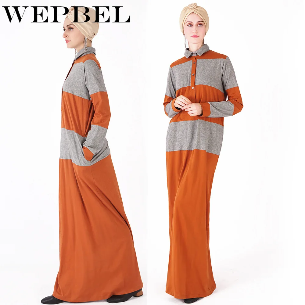WEPBEL Осенняя мусульманская Повседневная Женская одежда платье рубашка с отложным