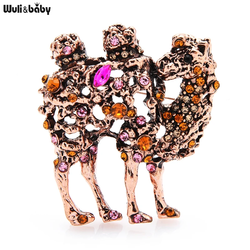 

Wuli&baby Vintage Camel Brooch Pins Women Jewelry Hollow Sand Animal Brooches 2021 Christmas Gift