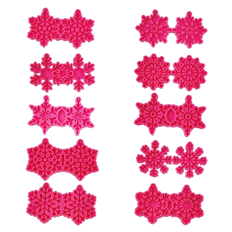 

2022 New Snowflake Pendant Combination Earrings Mold Christmas Pendant Silicone Mold Home Decoration Mold Suitable for Women