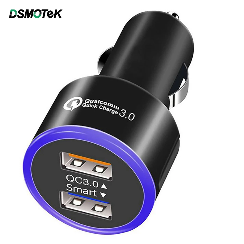 DSMOTEK 1 шт. автомобильное зарядное устройство для телефона Dual USB QC3.0 Быстрая зарядка