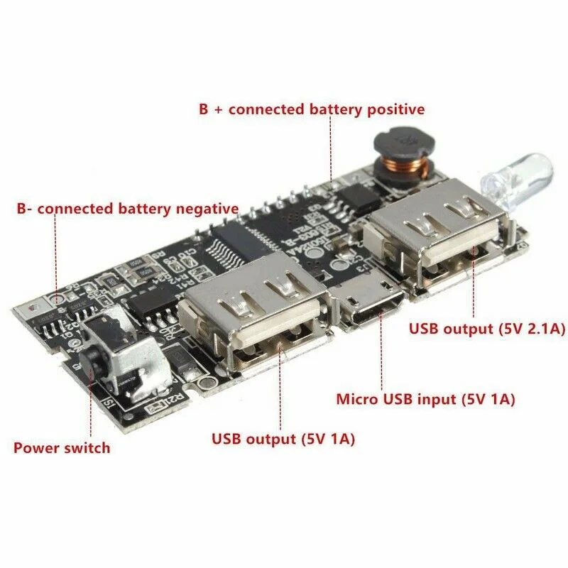 Mobile Power Bank Battery Charger Module Board Dual USB Digital Display 5V 1A/2.1A DQ-Drop | Электроника