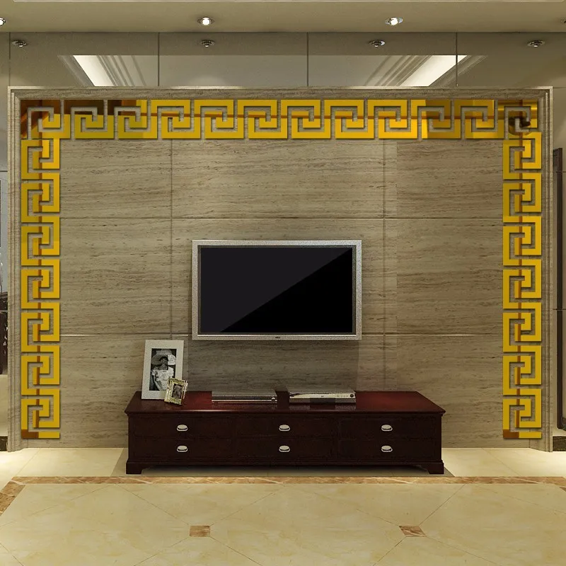 

Custom 3D mirror wall sticker Self-adhesive Acrylic Waistline Baseboard Ceiling Decoration Sticker
