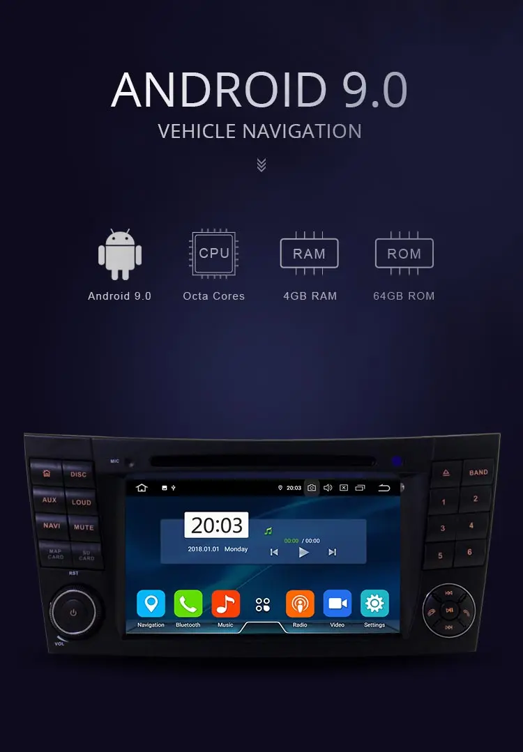 JDASTON 2 DIN 7 дюймов Android 9,0 автомобильный dvd-плеер для Mercedes Benz W211 CLK W209 CLS W219 Восьмиядерный 4G+ 64G радио gps навигация
