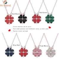 creative trends fashion double sided four hearts necklace clover metal clavicle necklace for women girl birthday gift