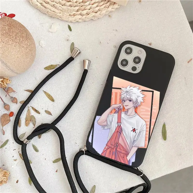 

Anime Hunter x Hunters Phone Case For iPhone 7 8 11 12 X XS XR MINI Pro Max Plus Strap Cord Chain Lanyard soft
