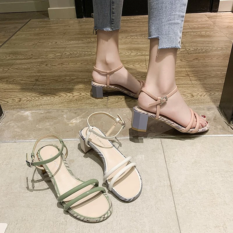 

2021 Sandals Espadrilles Platform Buckle Strap Suit Female Beige Med High Heels Ladies Shoes Summer New Lacquered Black Medium H