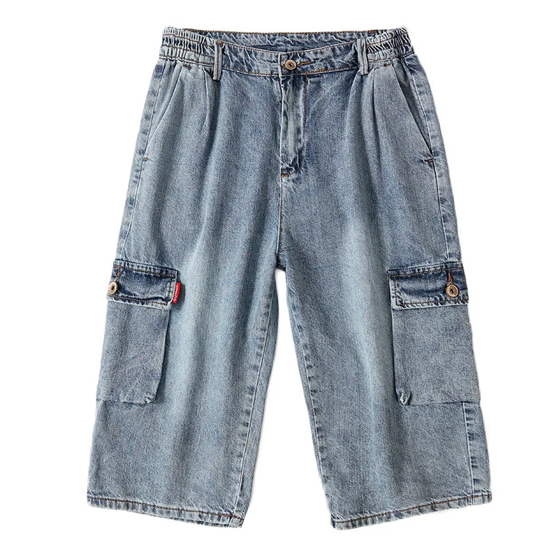 

Spring And Summer 2020 New Men's Denim Shorts Youth Loose Fit Men's Overalls Capris Trend