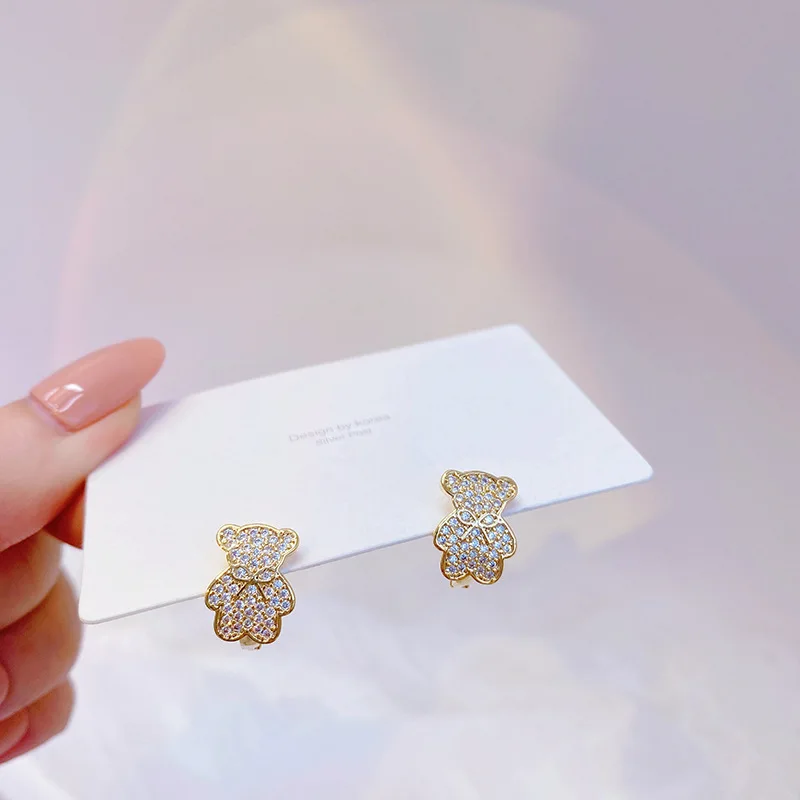 Новые дизайнерские модные ювелирные изделия маленькие серьги-кольца с медведем