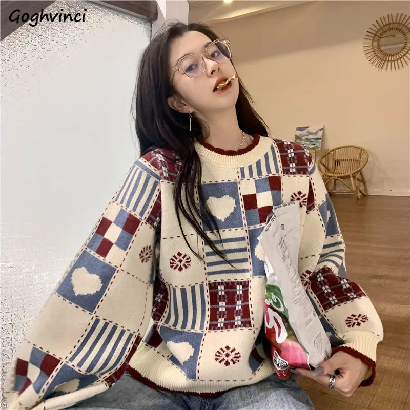 Женский пуловер в стиле пэчворк винтажные плотные вязаные свитера со вставками
