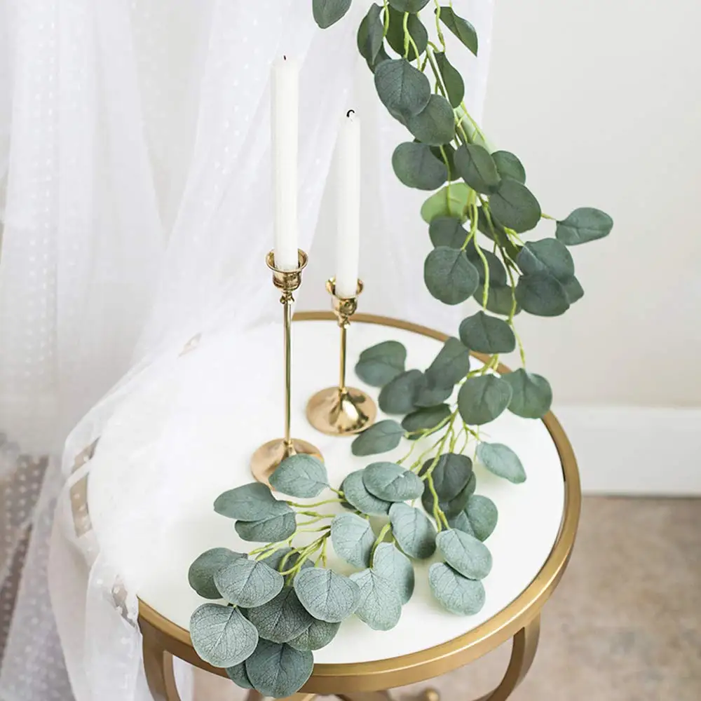 

Artificial Green Eucalyptus Garland Leaves Vine Fake Vines Rattan Artificial Plants for Wedding Party Backdrop Arch Home Wall