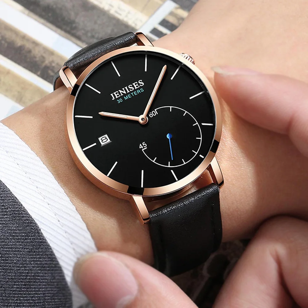 Бизнес часы Мужские кварцевые наручные водонепроницаемые мужские класса люкс