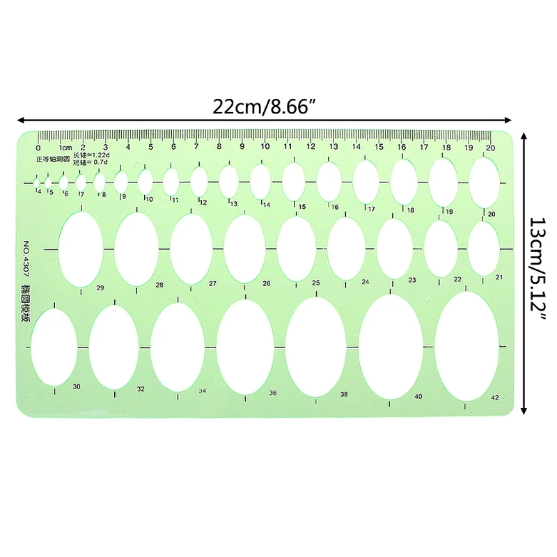 Green Plastic Oval Geometric Template Ruler Stencil Measuring Tools Students Hot 32CB | Rulers