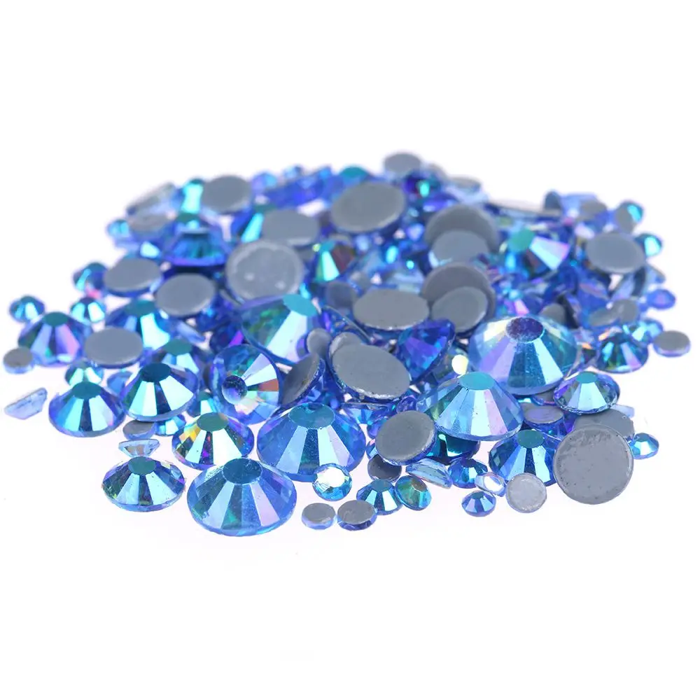 Light Sapphire AB Многоцветный AB высокое качество Хрустальное стекло супер яркие горячей фиксации стразы из горного хрусталя Hotfix клейкие Стразы для ткани одежды - Color: Light Sapphire AB
