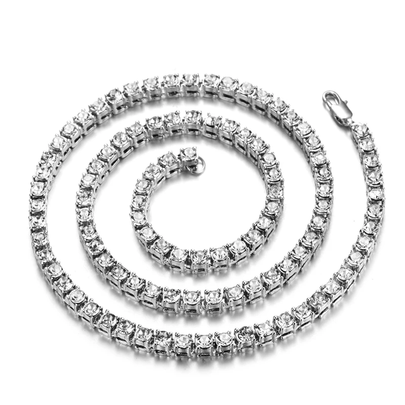 Мужское Колье со сверкающим покрытием 5 мм цепочка-чокер с Стразы в 1 ряд