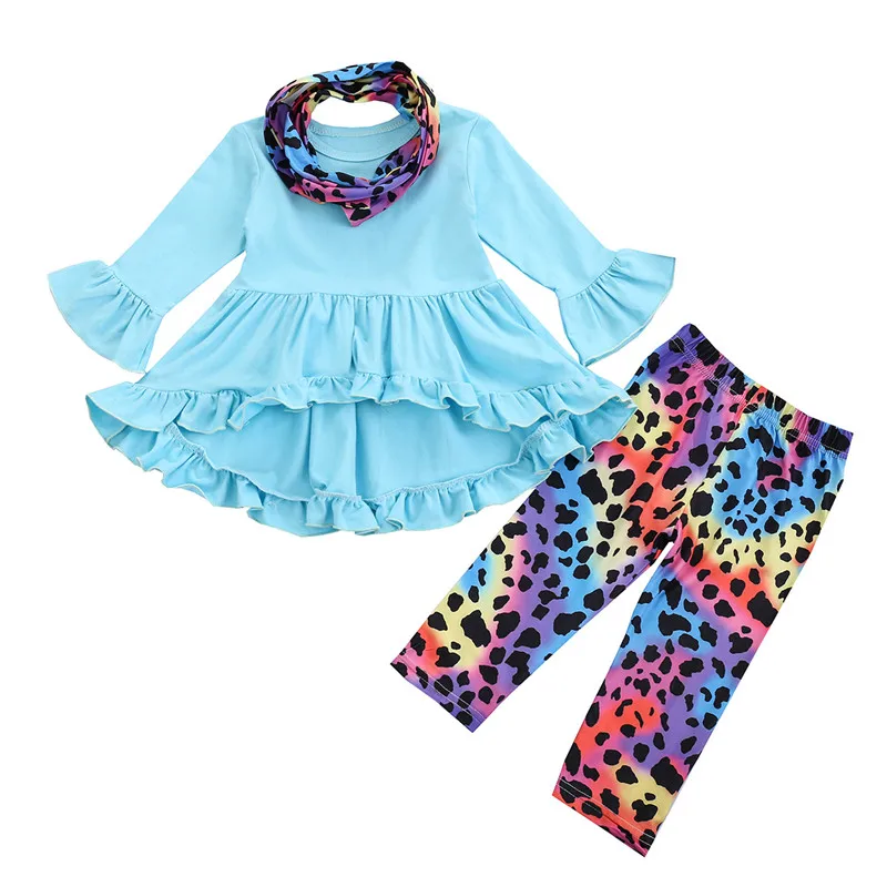 

От 1 до 5 лет; Комплекты одежды для маленьких девочек с длинными рукавами и с рюшами, сплошной цвет, платье-топ + цветочные галстук-бабочка» и ш...