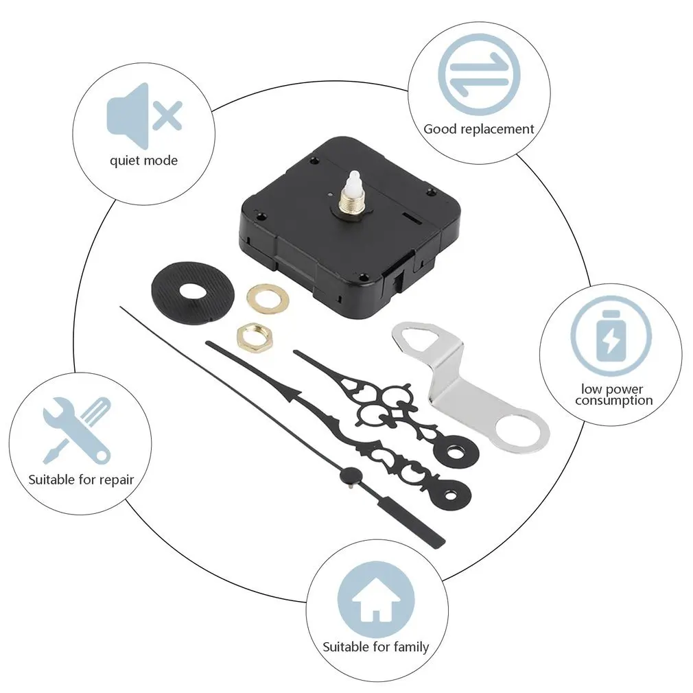 

2020 high quality Quartz Wall Clock Movement Mechanism Black Hands DIY Repair Parts Kit