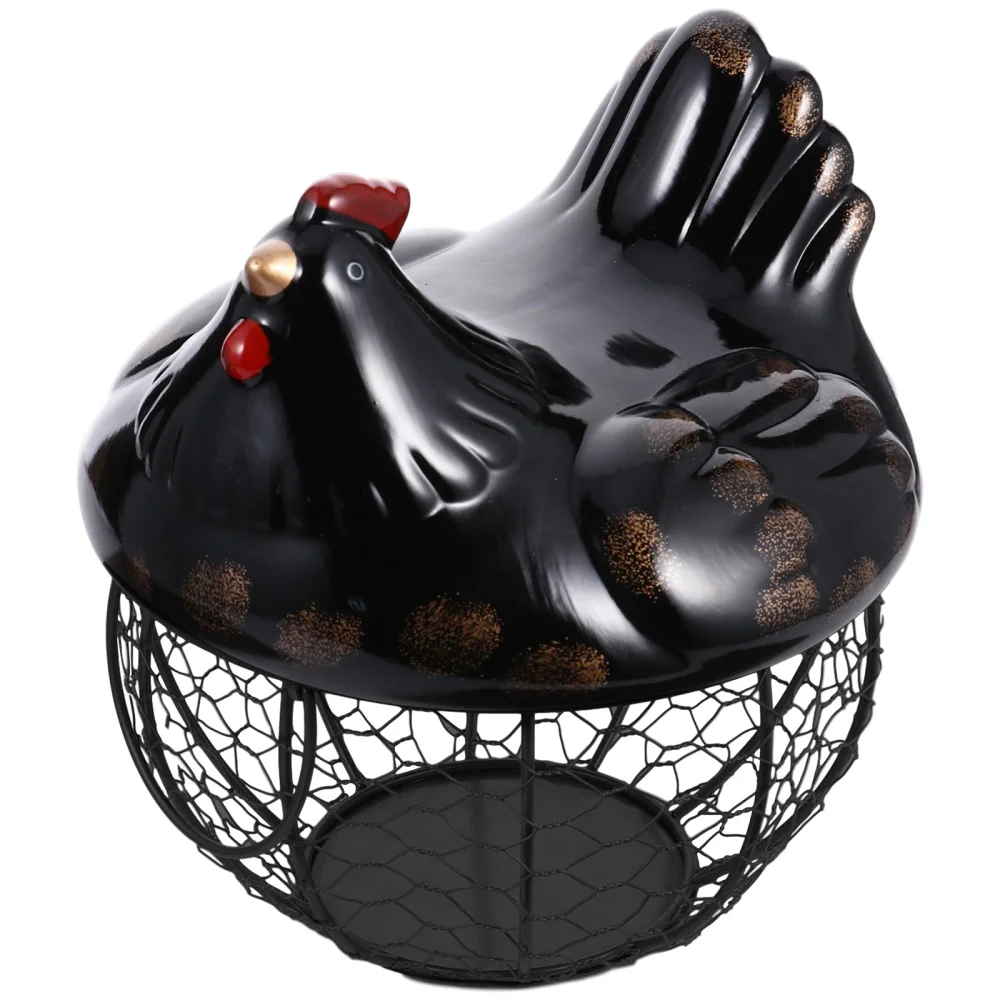

1Pc Creative Fruit Basket Eggs Storage Basket Iron Art Storage Basket with Lid