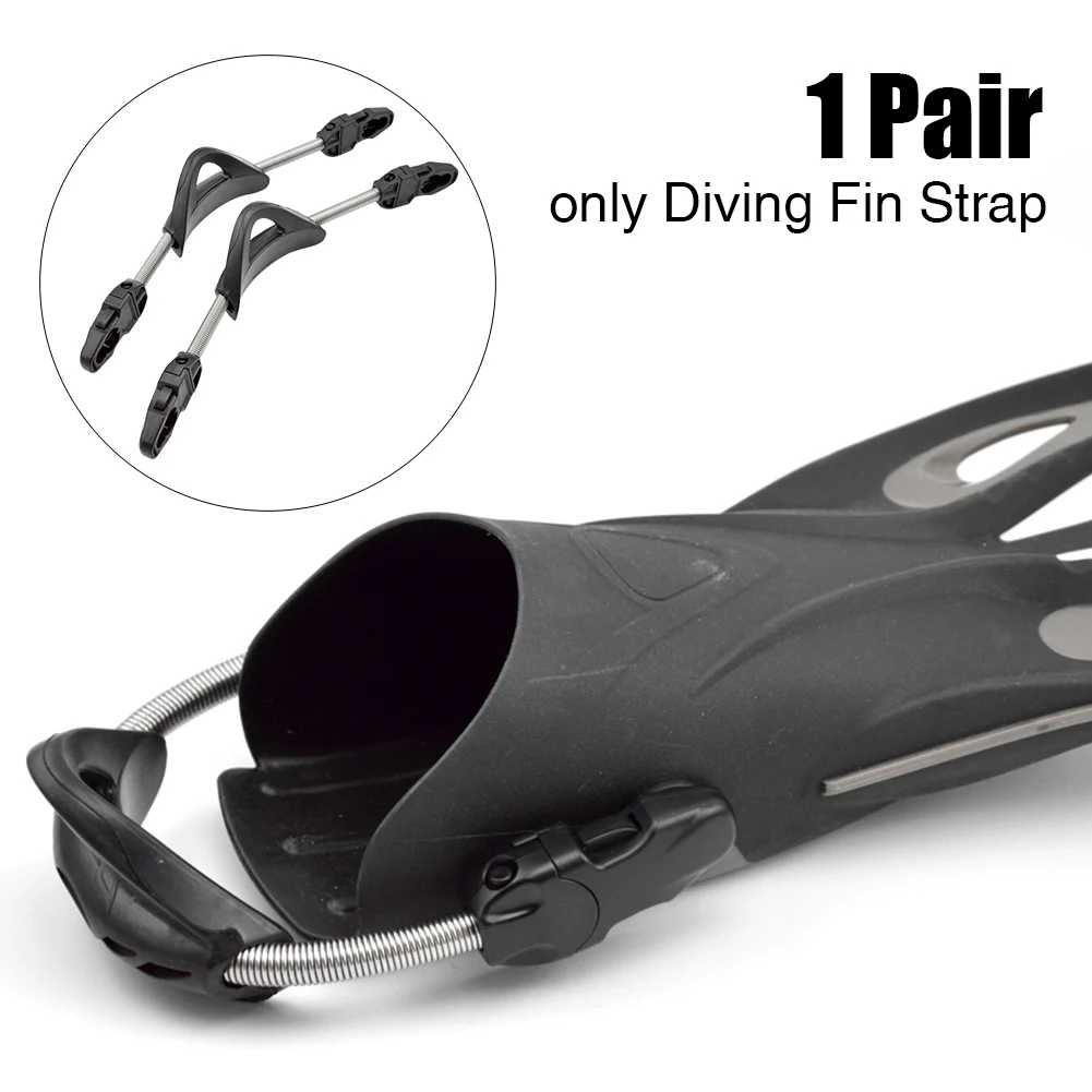 

1pair Rustproof Water Sports Swimming Stainless Steel Diving Fin Strap Easy Install With Buckles Anti Slip Spring Quick Release
