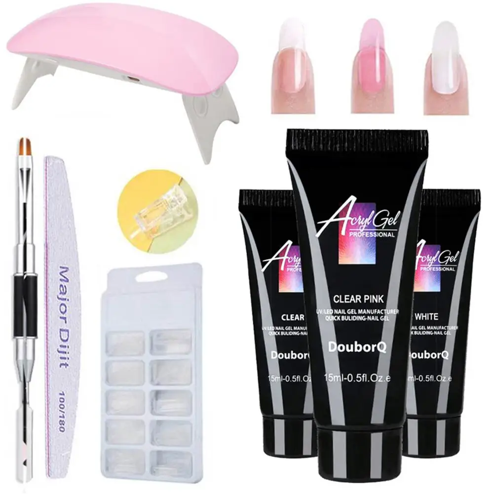 

Nail Extension Art Kit Nail Builder Enhancement Kit With Therapy Pen Clip Nail Buffing Strip And Others For Nails Daily Care