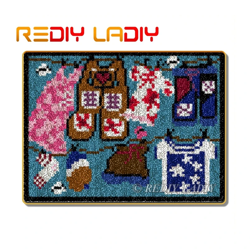 

Ковер с застежкой-крючком, ковер для вязания крючком, подвесная одежда, акриловая пряжа, печатный холщовый коврик, коврик для вязания крючко...