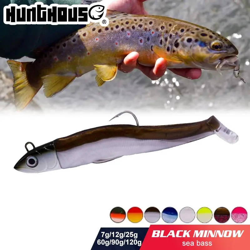 Hunthouse черный minnow легко shinner джиг головная Мягкая приманка для наживки pescar leurre