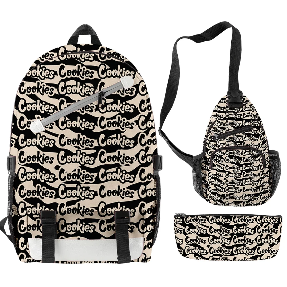 

3pcs Hot new cookies Backpack cigar messenger bag shoulder bag fabric smell proof laptop bags zipper Casual Sports Backpacks