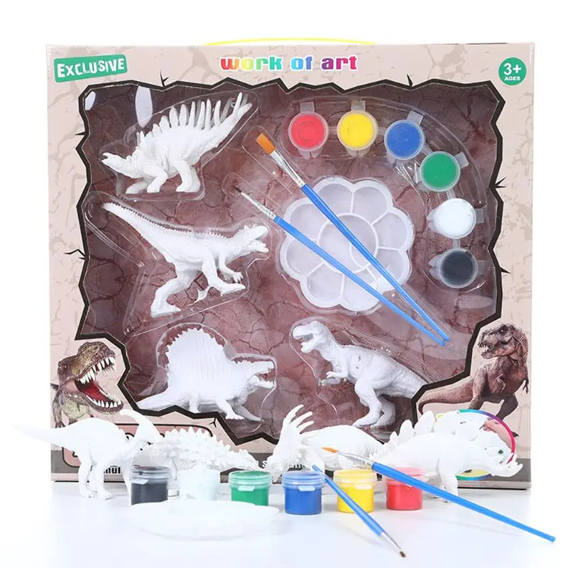 

1 Set Painting Dinosaurs Arts Crafts Decorate Your Own Dinosaur Figurines Kit Toys for Kids