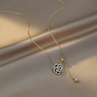 Elegant Black Camellia Necklace 1