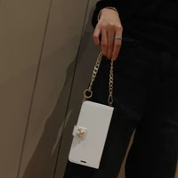 diamond flower flip wallet leather case cover for iphone 12 mini 11 pro xs max xr x 8 7 plus se luxury metal chain handbag case