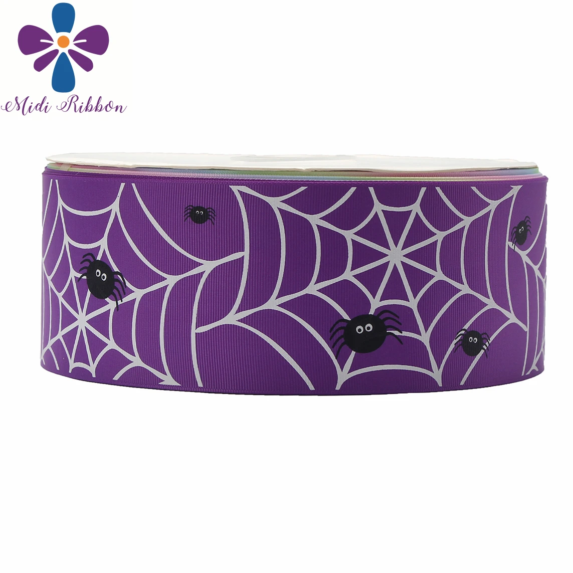

3"75mm White Ink Printing Glow in the Dark Halloween Series Cartoon Web Printed Grosgrain Ribbon DIY Hair Bowknots 50yards/roll