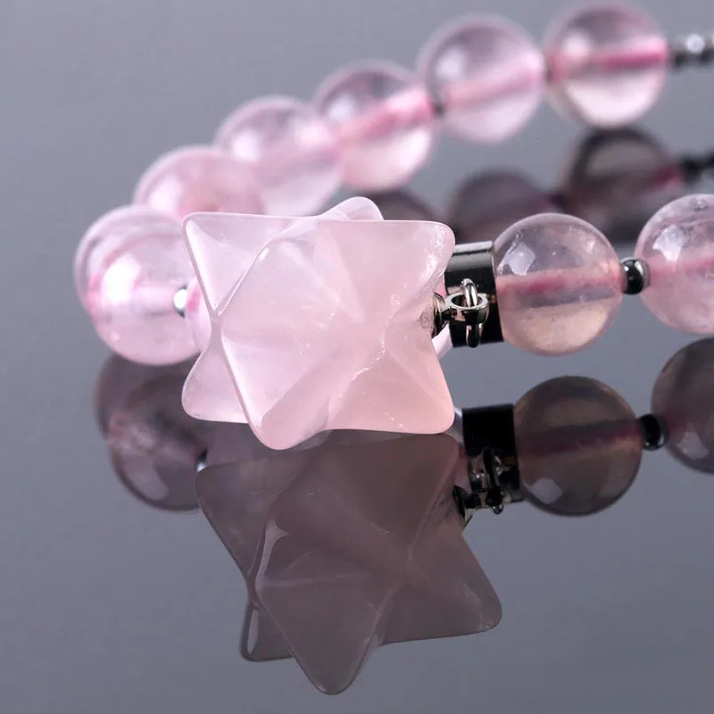 

Natural Pink Crystal Tiger Eye Stone Bracelet Beads Bracelets for Women Six-pointed Star Pandora Bracelet Men Jewelry Gifts