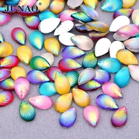 junao 8x13mm mixed color teardrop resin rhinestones non sewing crystal strass decorative flatback stones for diy arts and crafts