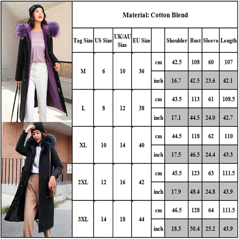 

Raisevern Women Snow Wear Hooded Long Jacket Parka Overcoat Plush Winter Thick Warm Coat Faux Fur Collar Casual Clothes Dropship