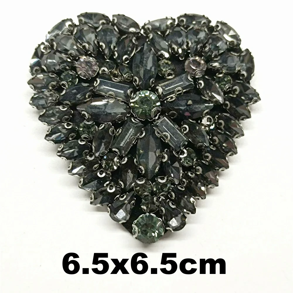 

embroidery beaded black love heart embroideried patches for clothing DE-3305