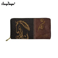 noisydesigns women luxury leather wallet crazy horse pattern print ladies purse card holder coin storage money cases for female