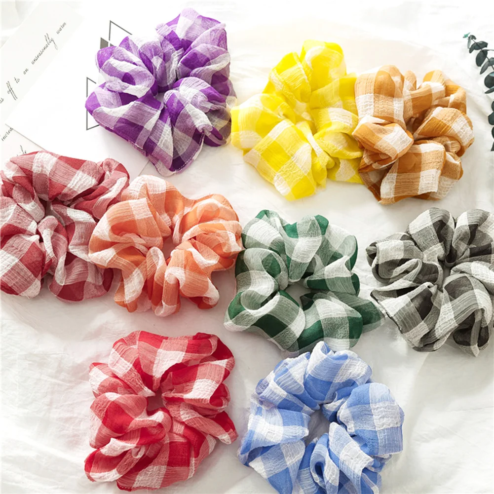 1 шт. хорошего качества резинки в клетку эластичные для волос девочек хлопковые