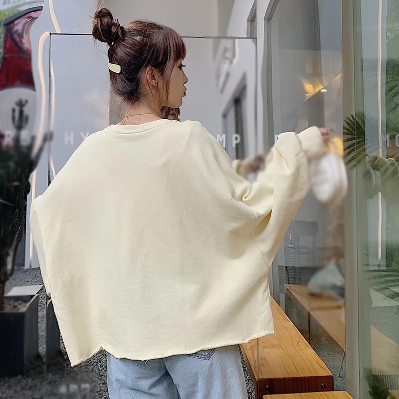 

Women Autumn Tops Fashion Korean Style Loose Tees Harajuku Style Letter Print Long-Sleeved Top T-Shirt
